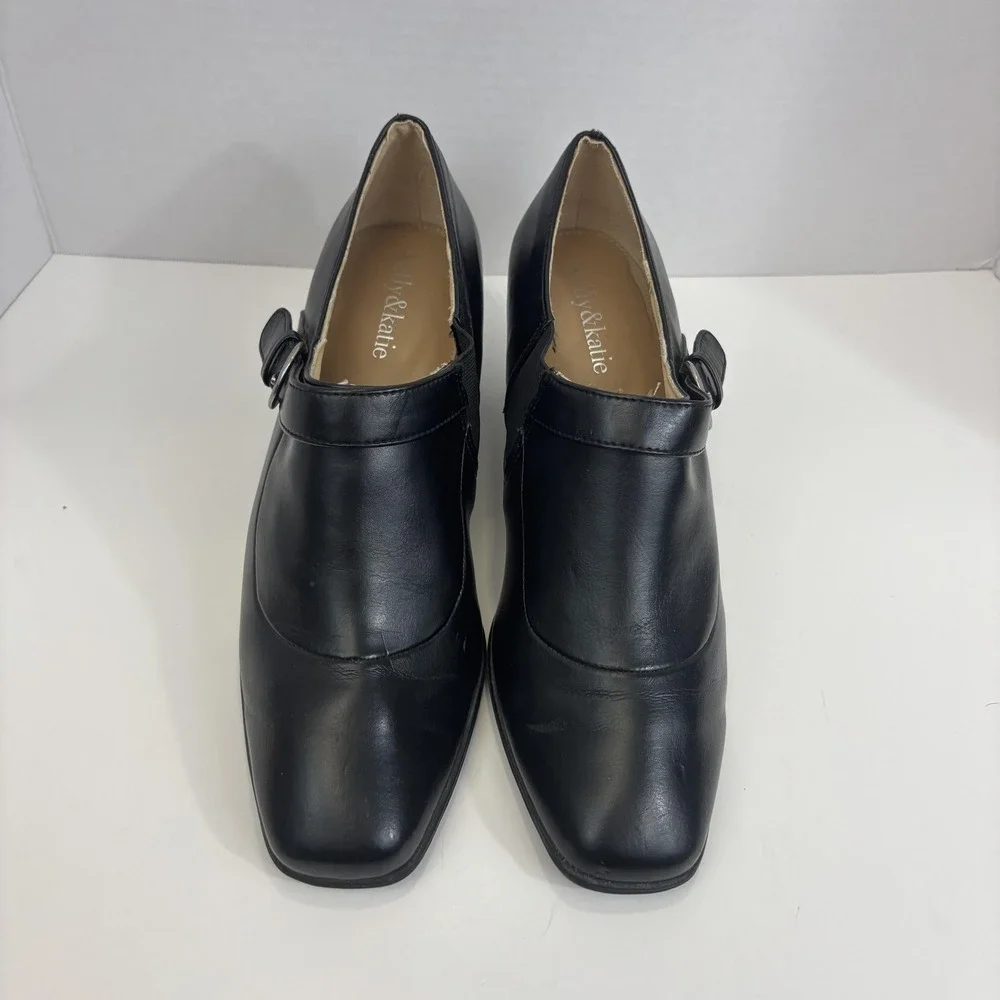 Kelly & Katie Wedge‎ Heel Shoes Womens Size 8.5 Black Pumps Buckle